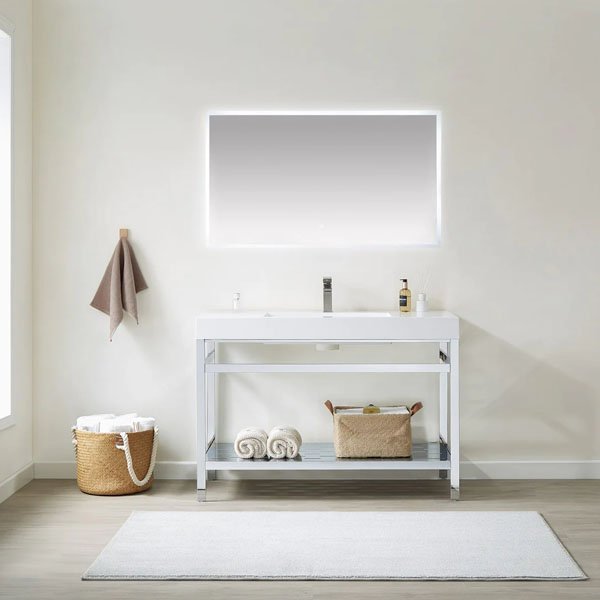 Ablitas Single Sink Bathroom Vanity - with mirror 48" Polish Chrome